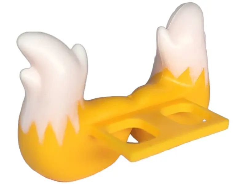 Bright Light Orange Minifigure Costume Tails Fox with White Tips Pattern - Flexible Rubber