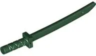 Dark Green Minifigure, Weapon Sword, Shamshir / Katana (Square Guard) with Capped Pommel and Holes i