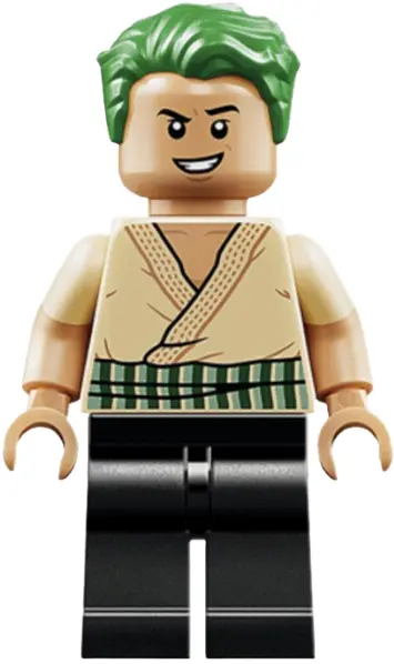 Roronoa Zoro - Tan Shirt, Hair, Open Mouth Scowl / Open Mouth Grin