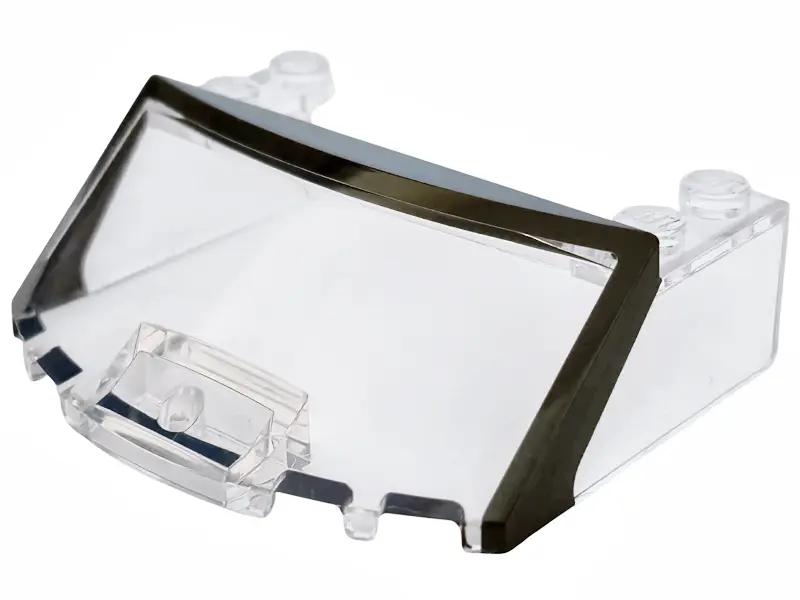 Trans-Clear Windscreen 5 x 6 x 1 2/3 with Molded Black Windshield Frame and Printed Wide Black Side 
