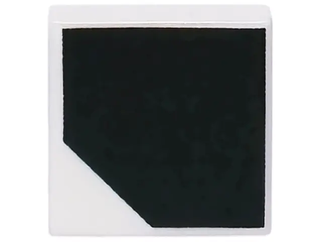 White Tile 1 x 1 with Black Surface with Cut Corner Pattern