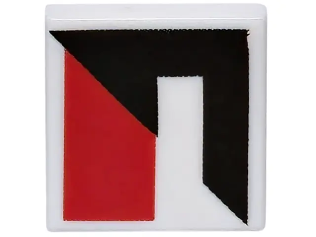 White Tile 1 x 1 with Black Triangle and Red Stripe Pattern Model Right Side