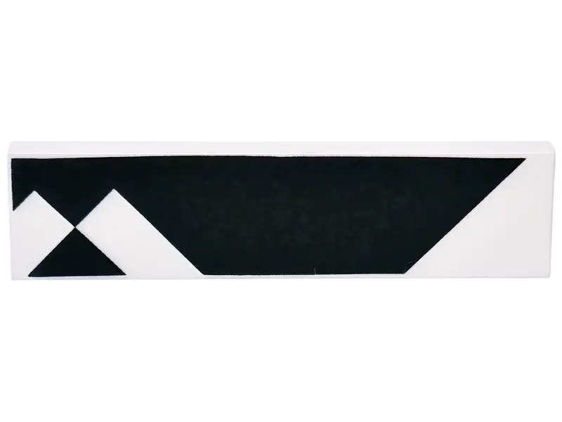 White Tile 1 x 4 with Black Triangle and Geometric Shape Pattern