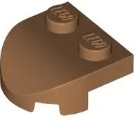 Medium Nougat Brick, Round 2 x 2 x 2/3 Half Circle Extended with 2 Studs and Curved Top