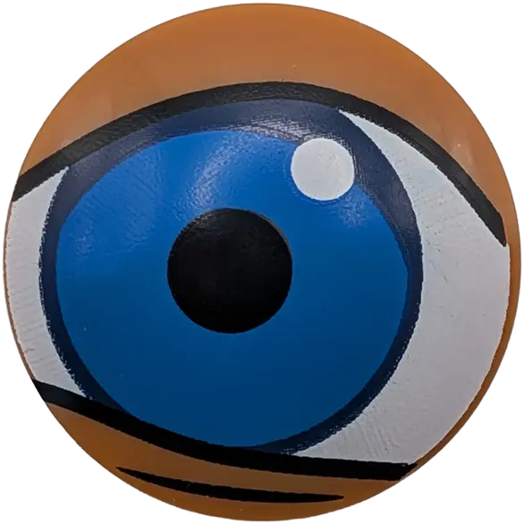 Medium Nougat Plate, Round 2 x 2 with Rounded Bottom (Boat Stud) with with Blue and Dark Blue Eye, W