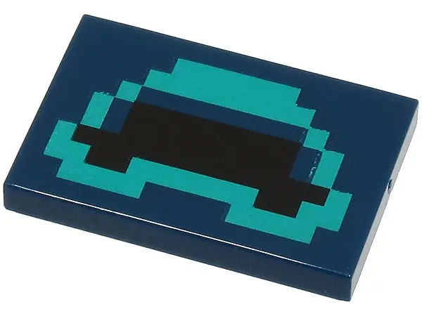 Dark Blue Tile 2 x 3 with Pixelated Black Mouth with Dark Turquoise Outline Pattern (Minecraft Warde