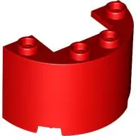 Red Cylinder Half 2 x 4 x 2 with 1 x 2 Cutout