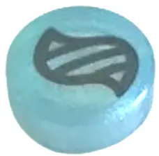 Satin Trans-Light Blue Tile, Round 1 x 1 with Silver DNA Double Helix Pattern (Pokémon Mega Stone)