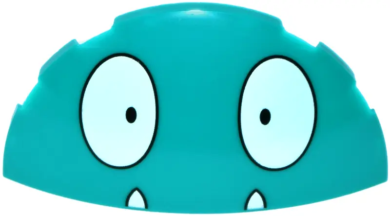 Dark Turquoise Brick, Round 3 x 6 x 1 Dome Half with Black and White Eyes and Fangs Pattern (Pokémon