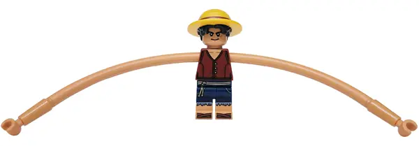 Monkey D. Luffy - Stretched Arms, Straw Hat with Black Hair, Closed Mouth Grin