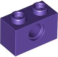 Dark Purple Technic, Brick 1 x 2 with Hole