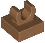 Medium Nougat Tile, Modified 1 x 1 with Open O Clip