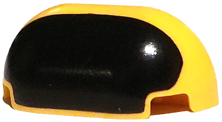 Yellow Brick, Round Corner 1 x 3 Double without Studs with Black Panel Pattern (Pokémon Ultra Ball)