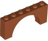 Dark Orange Arch 1 x 6 x 2 - Medium Thick Top without Reinforced Underside
