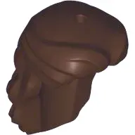 Dark Brown Minifigure, Hair Female Long Wavy with Parted Bangs Swept Back, Smooth Top with Pin Hole