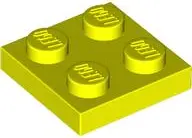 Neon Yellow Plate 2 x 2