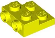 Neon Yellow Plate, Modified 2 x 2 x 2/3 with 2 Studs on Side - Hollow Bottom Tube