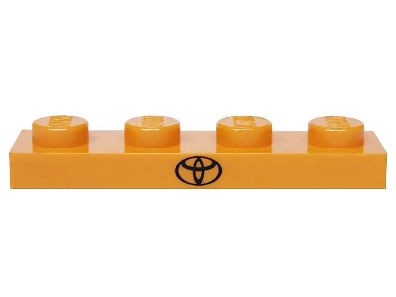 Orange Plate 1 x 4 with Black Toyota Logo Pattern