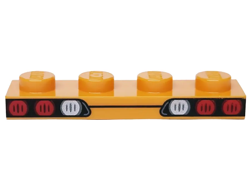 Orange Plate 1 x 4 with Red Taillights and Silver Reverse Lights on Black Background Pattern