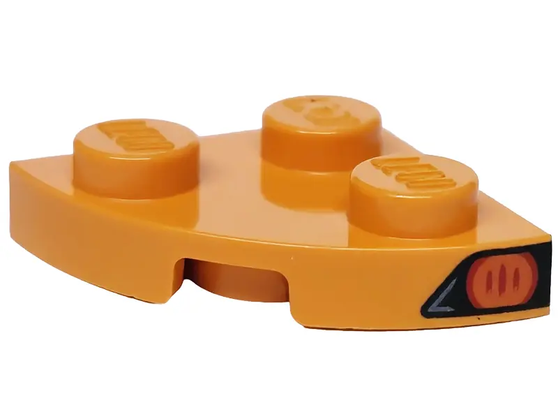 Orange Plate, Round Corner 2 x 2 with Reddish Orange Blinker Light on Black Background Pattern Model