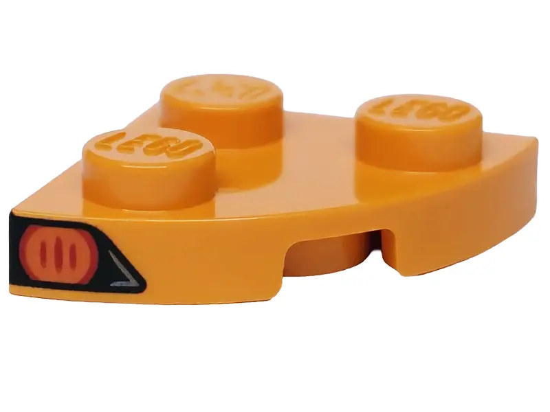 Orange Plate, Round Corner 2 x 2 with Reddish Orange Blinker Light on Black Background Pattern Model