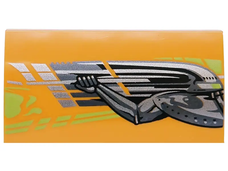 Orange Slope, Curved 2 x 4 x 2/3 with Bottom Tubes with Lime Stripes, Silver and Dark Silver Toyota 