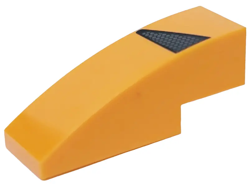 Orange Slope, Curved 3 x 1 with Black and Dark Silver Honeycomb Air Vent Pattern Model Left Side