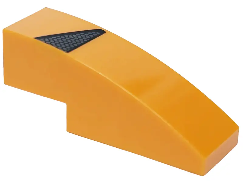Orange Slope, Curved 3 x 1 with Black and Dark Silver Honeycomb Air Vent Pattern Model Right Side