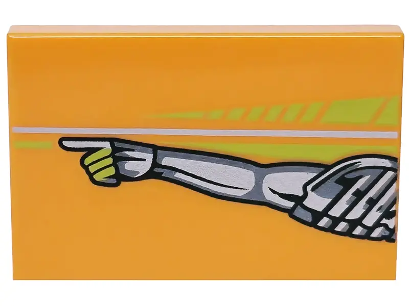 Orange Tile 2 x 3 with Tile 2 x 3 with Lime Stripes, Silver and Dark Silver Toyota Supra MK4 Mechani