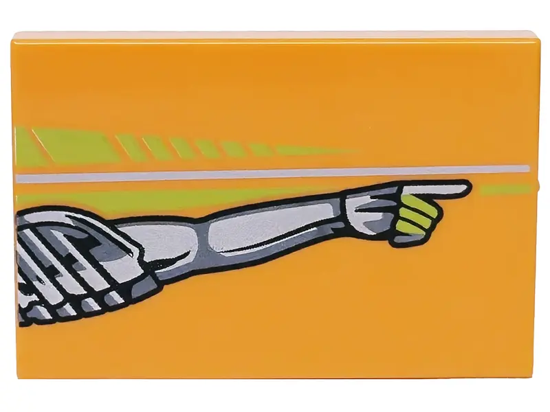 Orange Tile 2 x 3 with Tile 2 x 3 with Lime Stripes, Silver and Dark Silver Toyota Supra MK4 Mechani