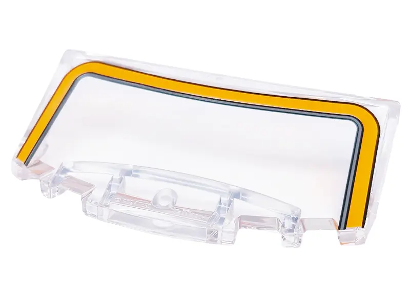 Trans-Clear Windscreen 3 x 6 x 1 1/3 Curved with Orange and Dark Bluish Gray Windshield Frame Patter