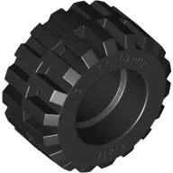 Black Tire 21mm D. x 11mm - Offset Tread Small Wide, Band Around Center of Tread