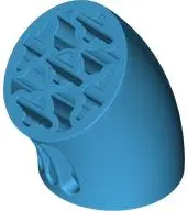Dark Azure Brick, Round 3 x 3 D. 45 degrees Elbow with Axle Holes