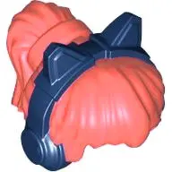 Coral Minifigure, Hair Female with High Ponytail with Molded Dark Blue Headphones with Cat Ears Patt