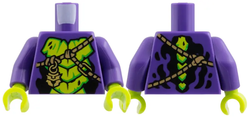 Dark Purple Torso Lime Scale Plates, Medium Nougat Ropes, Gold Chain Links and Medallion Pattern / D