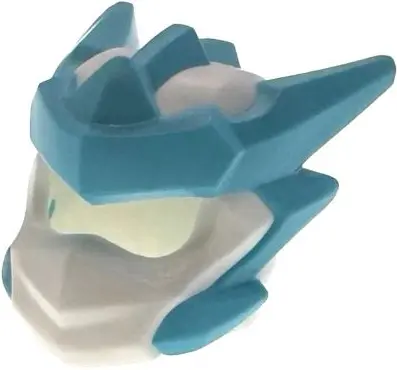 White Minifigure, Headgear Helmet with Molded Medium Azure Crests, Barbs and Knot Pattern