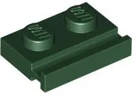 Dark Green Plate, Modified 1 x 2 with Door Rail