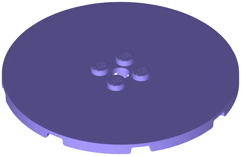 Blue Violet Tile, Round 8 x 8 with 4 Studs and Hole in Center