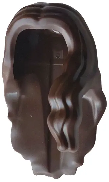 Dark Brown Minifigure, Hair Female Long Wavy, Parted in Center, Lock over Left Shoulder