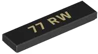 Black Tile 1 x 4 with '77 RW' License Plate Pattern