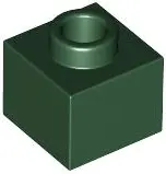 Dark Green Brick, Modified 1 x 1 x 2/3 with Open Stud