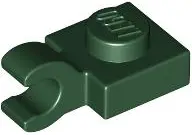 Dark Green Plate, Modified 1 x 1 with Open O Clip (Horizontal Grip)