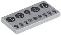 Light Bluish Gray Tile 2 x 4 with Control Console with Dark Bluish Gray Gauges and Black Toggle Butt