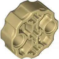 Tan Technic, Axle Connector Block Round with 2 Pin Holes and 3 Axle Holes (Hero Factory Weapon Barre
