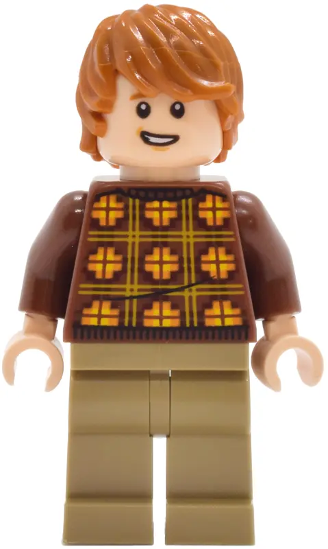 Ron Weasley - Reddish Brown Sweater with Yellow and Orange Plaid