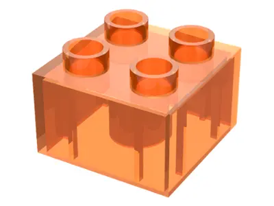 Trans-Orange Duplo, Brick 2 x 2