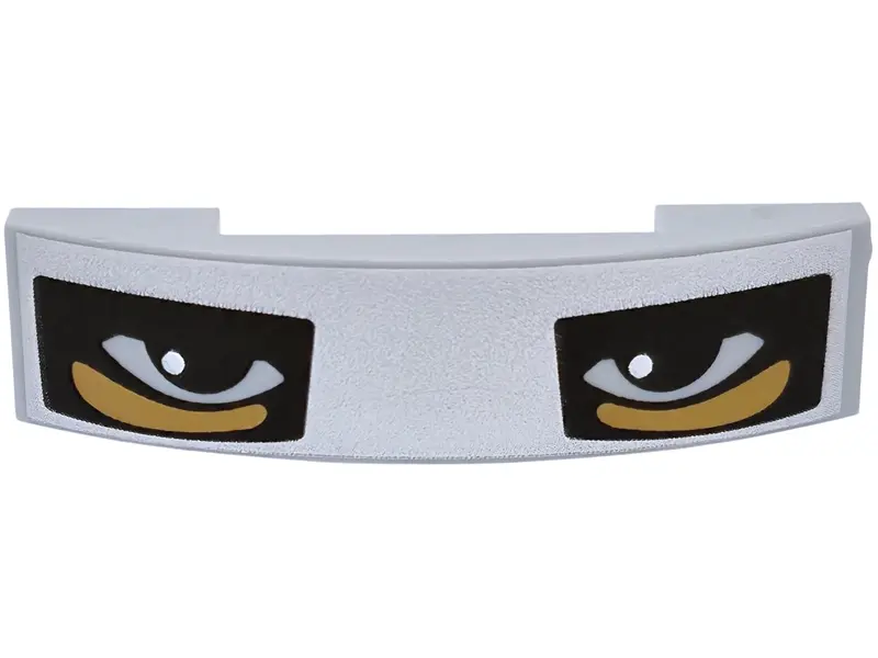 Light Bluish Gray Slope, Curved 4 x 1 x 2/3 Double with Black Eyes with White Glints and Medium Noug