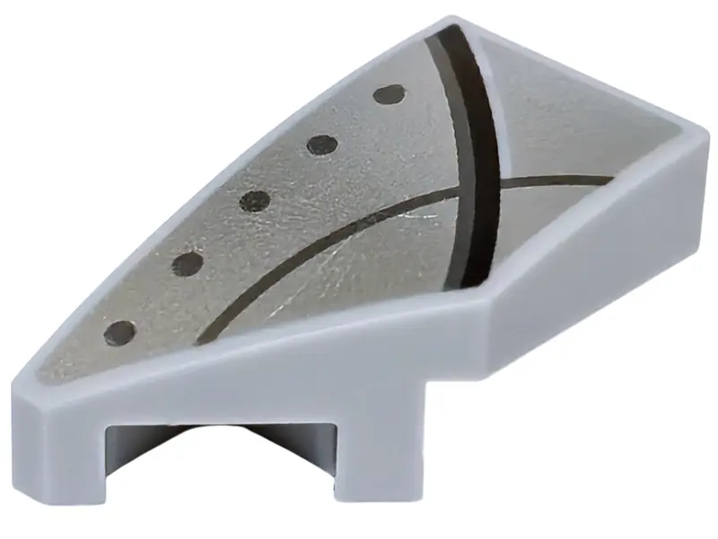 Light Bluish Gray Wedge 2 x 1 x 2/3 Left with Silver Armour Plates with Dark Silver Rivets and Black