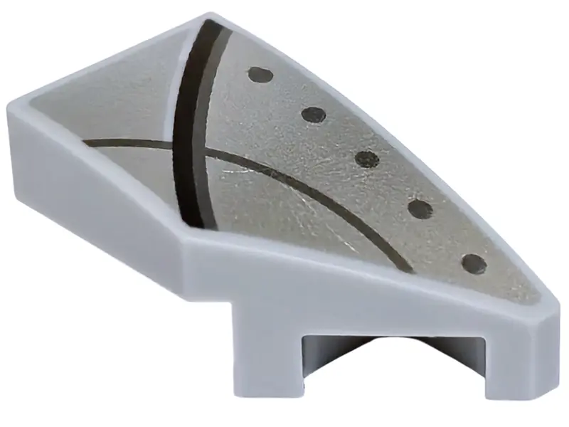 Light Bluish Gray Wedge 2 x 1 x 2/3 Right with Silver Armour Plates with Dark Silver Rivets and Blac