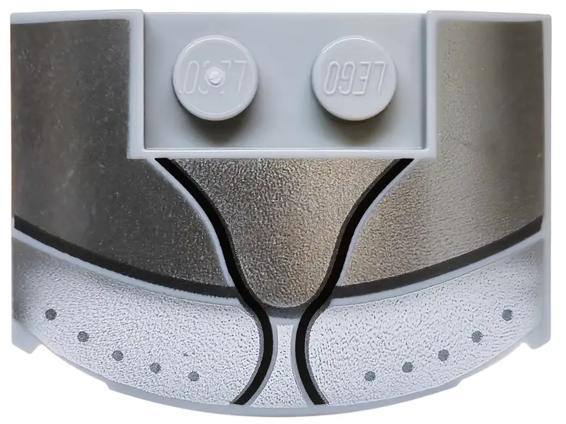 Light Bluish Gray Wedge 3 x 4 x 2/3 Triple Curved with Silver Armour Plates with Dark Silver Rivets 